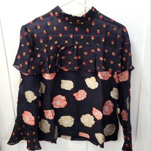 Nicole Miller Artelier Floral Sheer Blouse